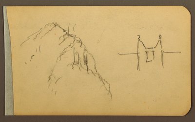 Kresba, Mountain Side, věžička; Verso: Mountain Side, 1889 od Frederic Edwin Church