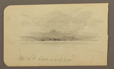Kresba, Horská krajina, Toluca; Verso: Hora, Toluca, 20. dubna 1885 od Frederic Edwin Church