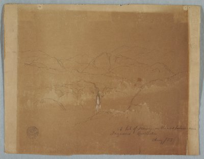 Kresba, Horská krajina s vodopádem, poblíž Tuquerres, Kolumbie, srpen 1853 od Frederic Edwin Church