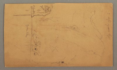 Kresba, Hory vystupující nad jezerem, červenec pravděpodobně 1868 od Frederic Edwin Church