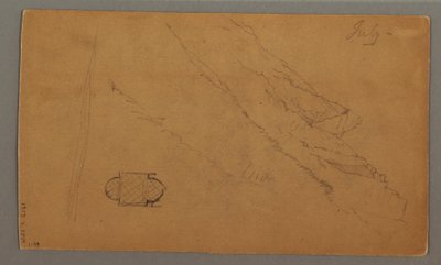 Kresba, Hory vystupující nad jezerem, červenec pravděpodobně 1868 od Frederic Edwin Church