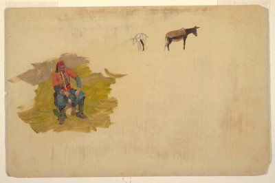 Kresba, Blízký východ, muž; osel, 1868-69 od Frederic Edwin Church