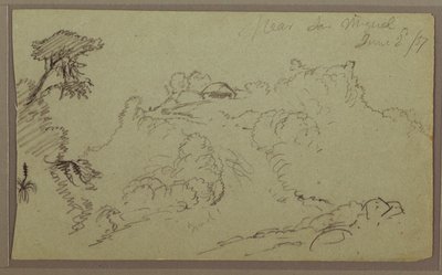 Kresba, poblíž San Miguel, Ekvádor; Verso: Nedokončená horská skica, 2. června 1857 od Frederic Edwin Church