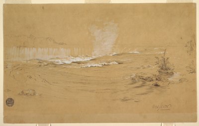 Kresba, Niagara: Kanadské vodopády a Kozí ostrov, říjen 1856 od Frederic Edwin Church