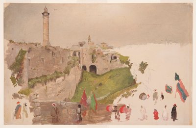 Kresba, Průvod při vjezdu do města, Jaffa, začátek března 1868 od Frederic Edwin Church