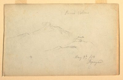 Kresba, sopka Purese z pohledu od Popayanu, Kolumbie, 9. srpna 1853 od Frederic Edwin Church