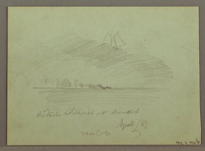 Kresba, Skály před pobřežím, Skalnaté útesy u pobřeží, duben 1869 od Frederic Edwin Church
