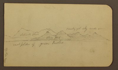 Kresba, Drsná hora napříč rovinou; rubová strana: Postavy, krajina, 12. prosince 1884 od Frederic Edwin Church