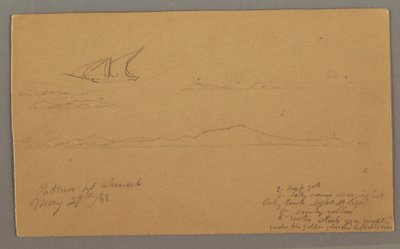 Kresba, plachetnice, hornaté pobřeží, ostrovy, 29. května 1868 od Frederic Edwin Church