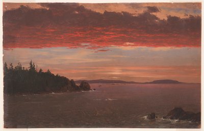 Kresba, poloostrov Schoodic z hory Mount Desert při východu slunce, 1850-55 od Frederic Edwin Church