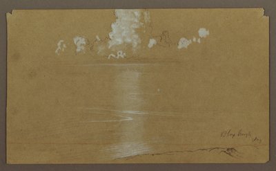 Kresba, Mořská krajina, Bloxburgh; Verso: Kopce a moře, srpen 1865 od Frederic Edwin Church
