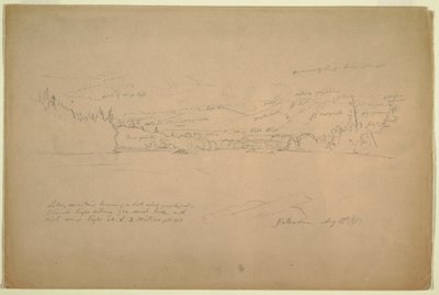 Kresba, břeh jezera a úpatí hory Katahdin, 29. srpna 1856 od Frederic Edwin Church