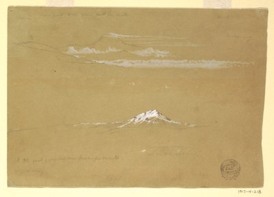 Kresba, Sincholagua, ráno, z chrámu Slunce, Quito, 24. června 1857 od Frederic Edwin Church