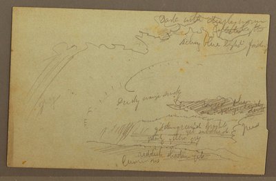 Kresba, studie oblohy, horské hřebeny, duha, 60. léta 19. století od Frederic Edwin Church