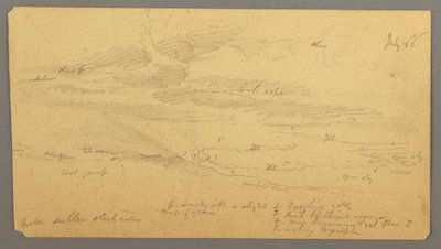 Kresba, Studie oblohy nad hřebenem, červenec 1866 od Frederic Edwin Church