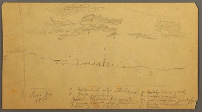 Kresba, Studie oblohy nad hřebenem, červen 1882 od Frederic Edwin Church