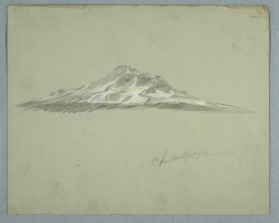 Kresba, Zasněžený vrchol hory Chimborazo, Ekvádor, červenec 1857 od Frederic Edwin Church