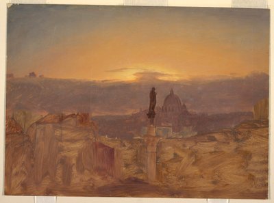 Kresba, Bazilika svatého Petra z Pincia, Řím, konec roku 1868 nebo začátek roku 1869 od Frederic Edwin Church