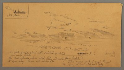 Kresba, Parník, studie oblohy, 30. června 1866 od Frederic Edwin Church