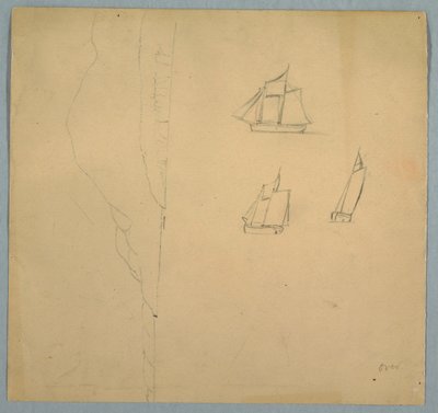 Kresba, Studie krajiny a lodí, 1850-51 od Frederic Edwin Church