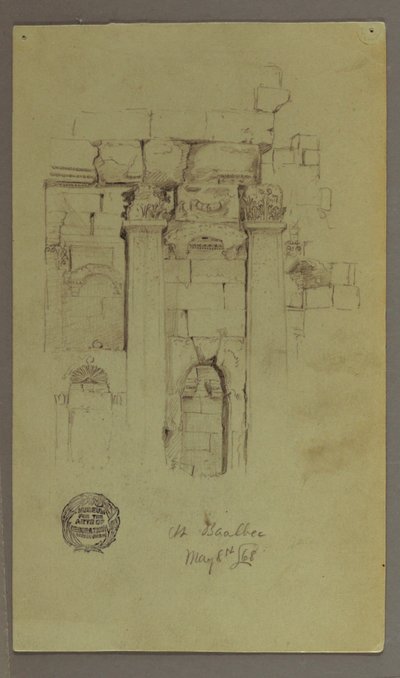 Kresba, Studie ruin chrámu, 8. května 1868 od Frederic Edwin Church