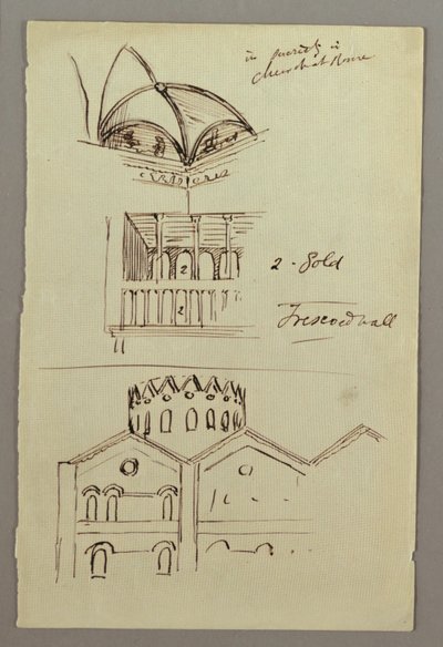 Kresba, studie klenby Triforum, budova, pravděpodobně 1868-69 od Frederic Edwin Church
