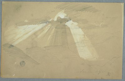 Kresba, Slunce svítí skrz mraky, Jamajka, červenec 1865 od Frederic Edwin Church