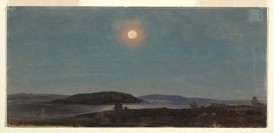 Kresba, Slunce nebo Měsíc vycházející nad Dikobrazími ostrovy, Bar Harbor, asi 1860 od Frederic Edwin Church