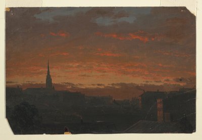 Kresba, Západ slunce u Hudsonu, New York, asi 1860 od Frederic Edwin Church