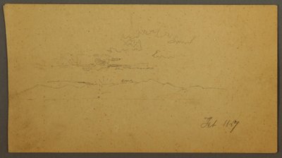Kresba, Západ slunce za kopci, únor 1867 od Frederic Edwin Church