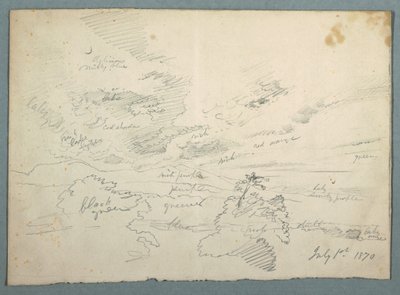 Kresba, Západ slunce z Olany, 1. července 1870 od Frederic Edwin Church