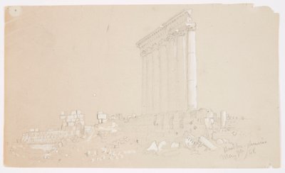 Kresba, Jupiterův chrám při východu slunce, Baalbek, 7. května 1868 od Frederic Edwin Church