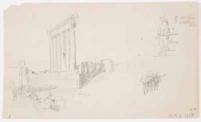 Kresba, Jupiterův chrám při východu slunce, Baalbek, 7. května 1868 od Frederic Edwin Church