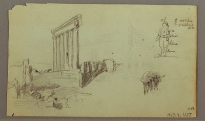 Kresba, Jupiterův chrám při východu slunce, Baalbek, 7. května 1868 od Frederic Edwin Church