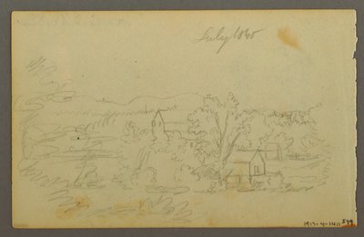 Kresba, stromy, kráva, 1844 od Frederic Edwin Church