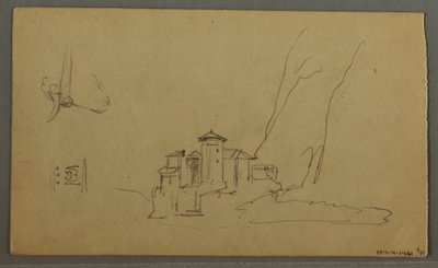 Kresba, údolí, kostel, St. Gilgen Rakousko, pravděpodobně 1868 od Frederic Edwin Church