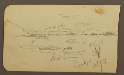 Kresba, Pohled poblíž břehu jezera, Cuitzeo; Verso: pohled poblíž břehu jezera, Cuitzeo, únor 1885 od Frederic Edwin Church