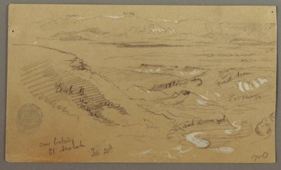 Kresba, Pohled přes Wady el-Arabah, 20. února, pravděpodobně 1868 od Frederic Edwin Church
