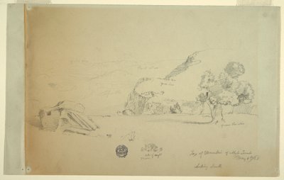 Kresba, Pohled z kopce západně od Suk Wadi, 4. května 1868 od Frederic Edwin Church