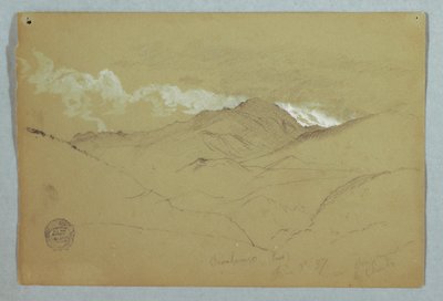Kresba, Pohled z východu na horu Chimborazo, Ekvádor, 3. června 1857 od Frederic Edwin Church