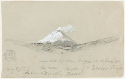 Kresba, Pohled na Cotapaxi z haciendy San Antonio, Ekvádor, 30. srpna 1853 od Frederic Edwin Church