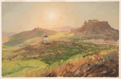 Kresba, Pohled na Akropoli, Athény, duben 1869 od Frederic Edwin Church