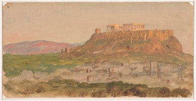 Kresba, Pohled na Akropoli od jihu, Athény, duben 1869 od Frederic Edwin Church
