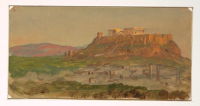 Kresba, Pohled na Akropoli od jihu, Athény, duben 1869 od Frederic Edwin Church