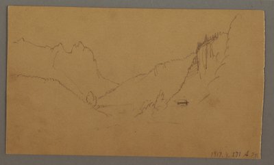 Kresba, Klikatá cesta údolím, dům, pravděpodobně 1868 od Frederic Edwin Church