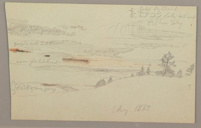 Kresba, Zalesněný svah, Hill country, 1863 od Frederic Edwin Church