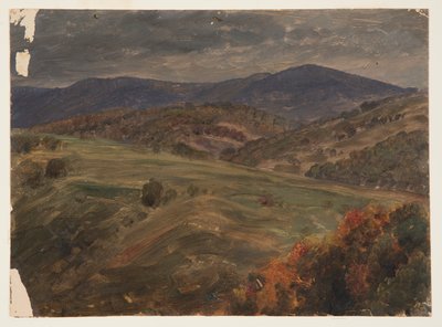 Kopcovitá krajina, začátek podzimu od Frederic Edwin Church