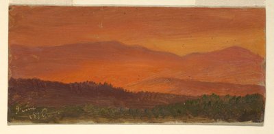 Hudson Valley a vzdálené hory při západu slunce od Frederic Edwin Church