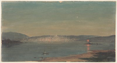 Noční pohled na přístav od Frederic Edwin Church