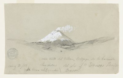 Pohled na Cotapaxi z haciendy San Antonio, Ekvádor od Frederic Edwin Church